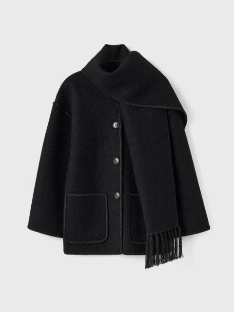 Embroidered scarf jacket black
