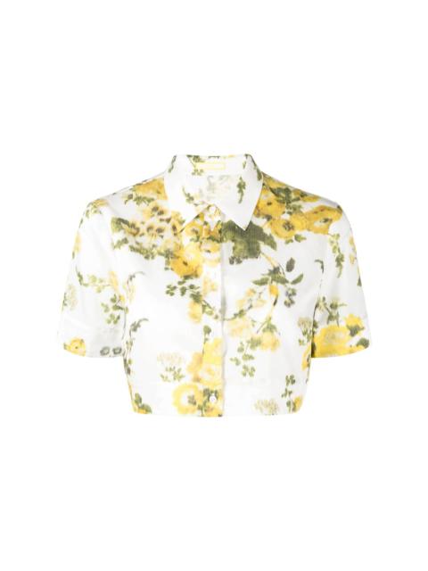 floral-print cropped shirt