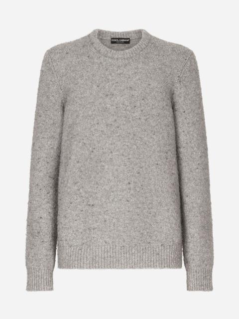 Dolce & Gabbana Technical wool round-neck sweater with logo tag