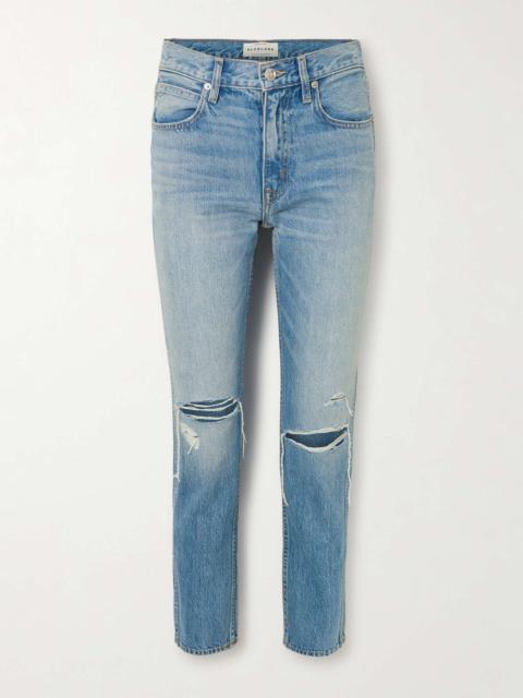 SLVRLAKE Virginia distressed high-rise slim-leg jeans Light denim