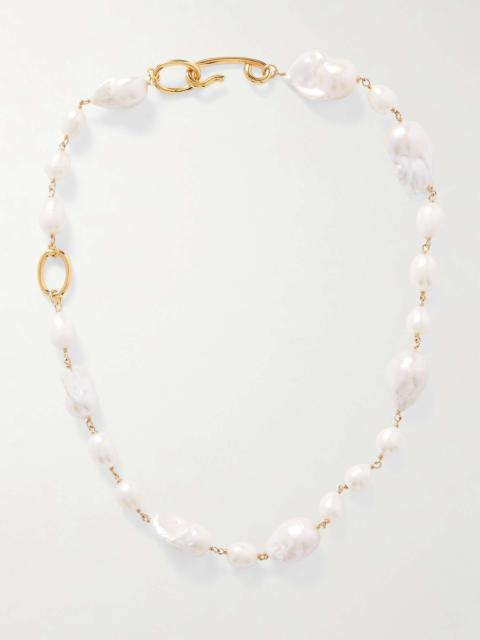Jil Sander Gold-tone and pearl necklace