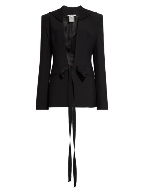 Tie Front Stretch Hooded Blazer