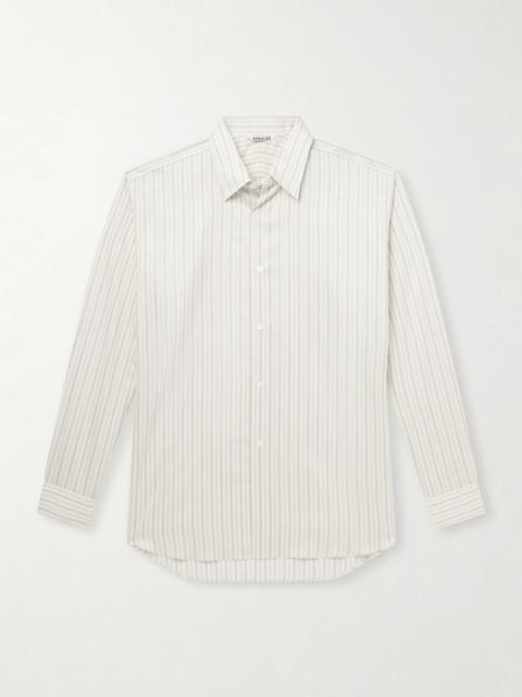AURALEE Striped Cotton and Silk-Blend Shirt White