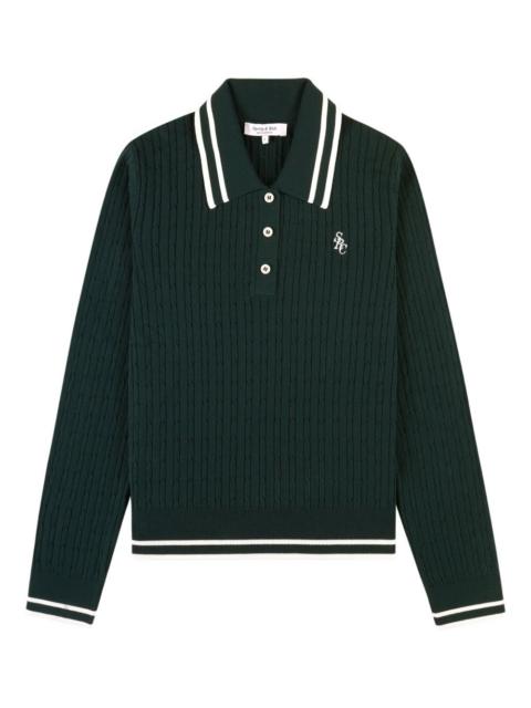 Sporty & Rich cable-knit striped polo shirt