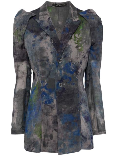 Y's abstract-pattern print cotton-blend blazer