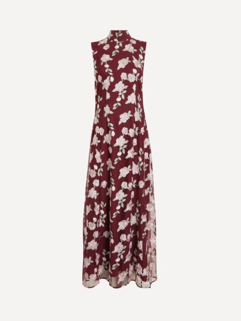 ROTATE Sleeveless Bordeaux Flower Print Maxi Dress