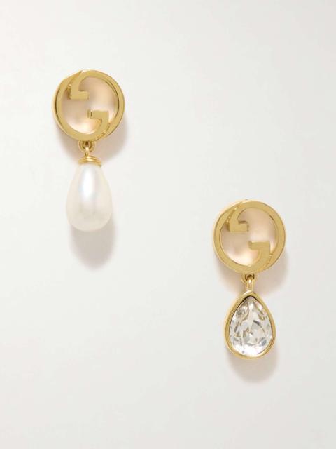 GUCCI Blondie gold-tone, faux pearl and crystal earrings
