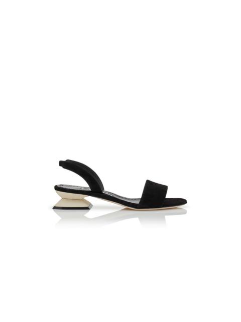 Black and Ivory Suede Slingback Sandals