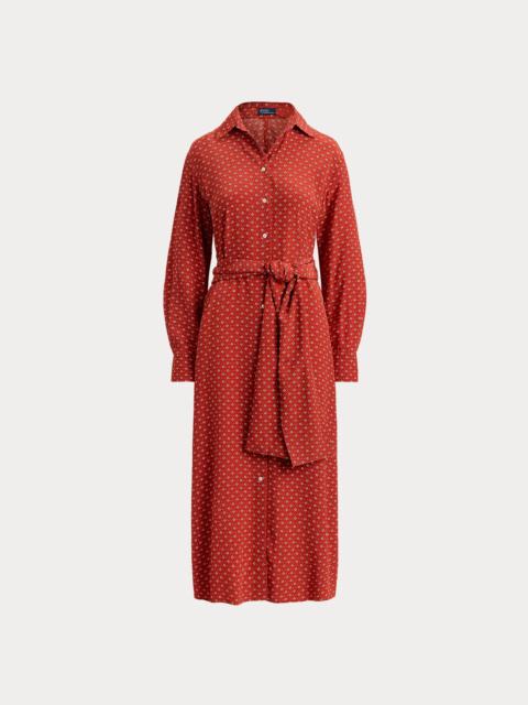 Polo Ralph Lauren Printed Crepe Tie-Waist Shirtdress