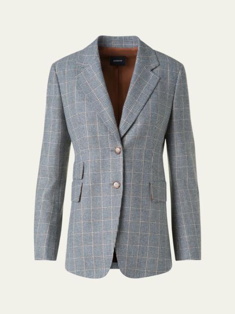 AKRIS Arie Prince Of Wales Check Cashmere Single-Breasted Jacket