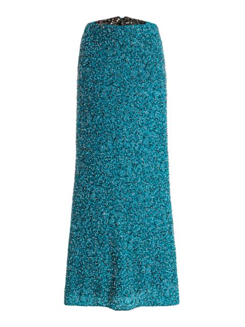 rabanne Embellished Crepe Midi Skirt blue