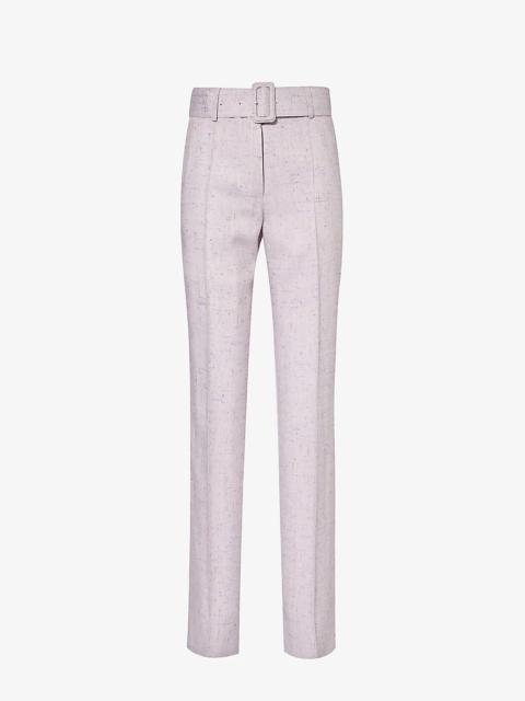 Dries Van Noten Belted-waistband pressed-crease woven trousers