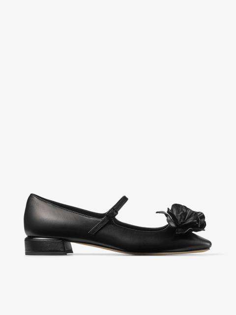 Rosa/flowers Flat
Black Nappa Leather Flats with Flowers