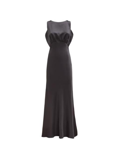 LORETTA CAPONI Scilla lace-back silk maxi dress
