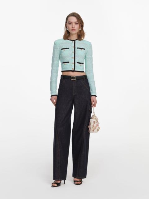 self-portrait Mint Pointelle Knit Cardigan