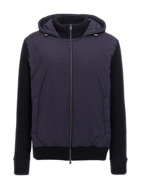 Knitted insert hooded jacket