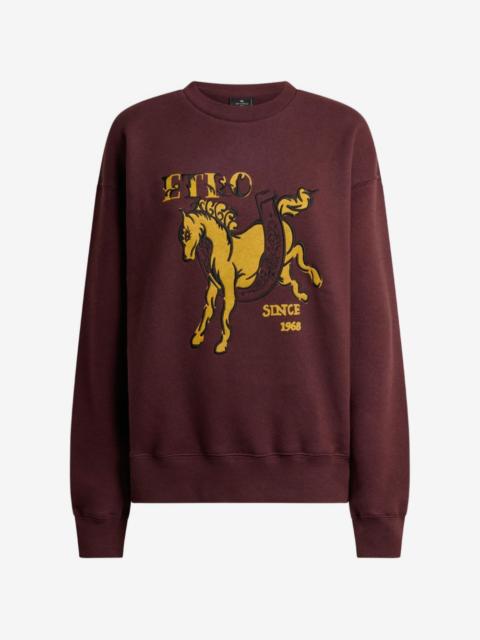 Etro cotton sweatshirt with Pegaso print and logo