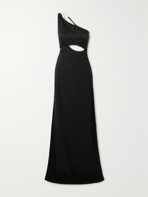 Givenchy One-shoulder Cutout Satin And Crepe Gown
