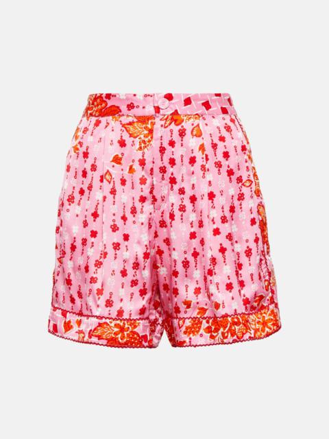 Poupette St Barth Isabelle floral satin shorts