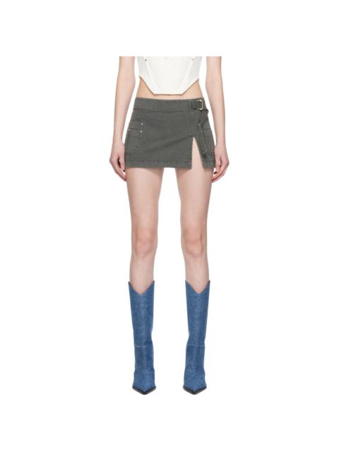 Dion Lee Gray Apron Wrap Denim Miniskirt