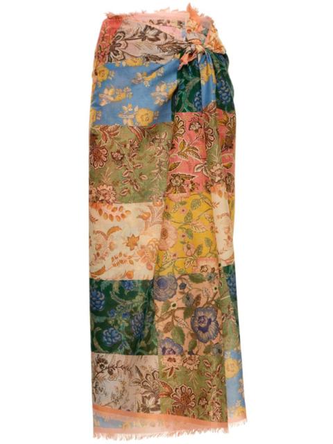 Zimmermann Printed cotton pareo skirt