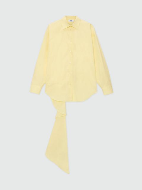 MSGM Yellow cotton poplin shirt with asymmetrical detail.