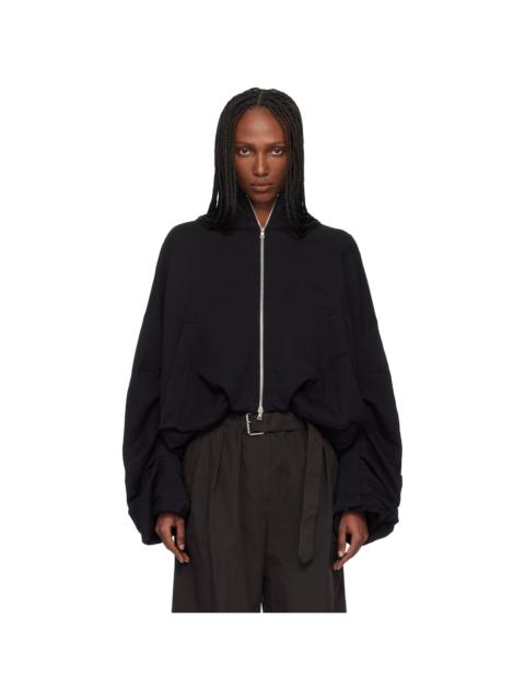 Dries Van Noten Black Draped Jersey Sweatshirt