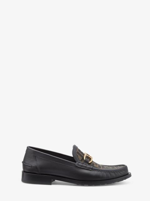 FENDI Black leather loafers