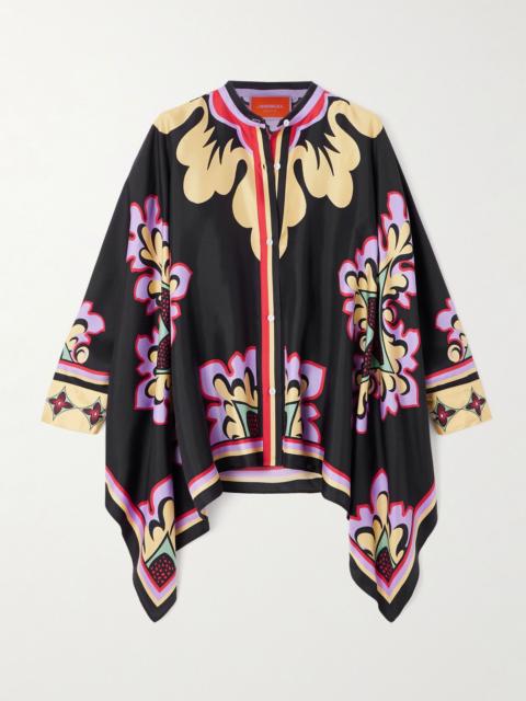 La DoubleJ Printed silk-twill shirt Black