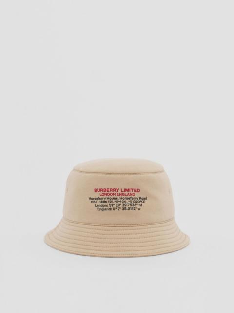 Burberry Location Print Cotton Bucket Hat