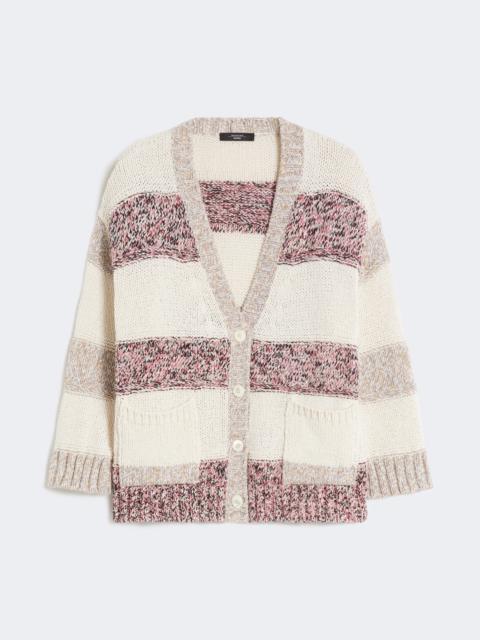 WEEKEND Max Mara Striped wool and cotton cardigan - SAND