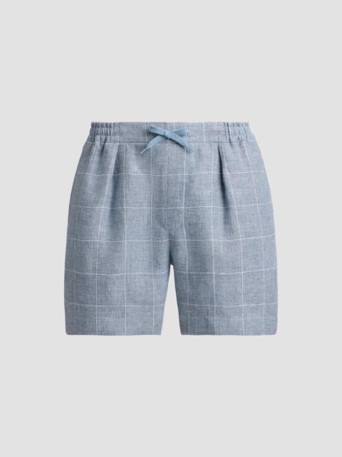 Ralph Lauren Men's Glen Windowpane Plaid Flat-Front Linen Shorts - Blue Horizon