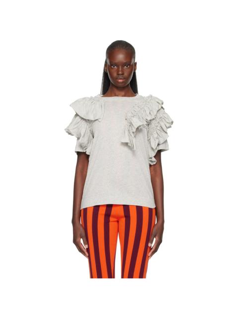 Dries Van Noten Gray Ruffled T-shirt