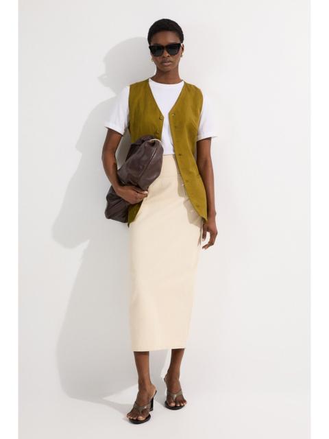 KAREN MILLEN Corset Waist Denim Midi Skirt