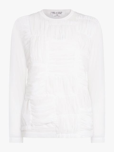 DRAPE RUCHED PANEL L/S TOP | WHITE