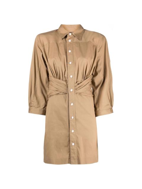 ruched-detail shirt dress