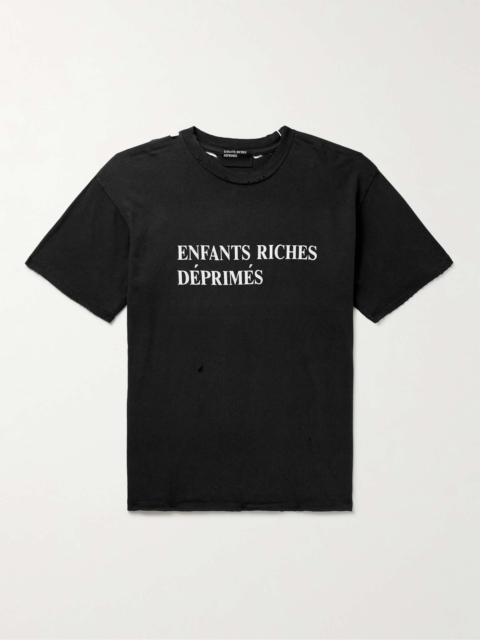 Enfants Riches Déprimés Distressed Logo-Printed Cotton-Jersey T-Shirt