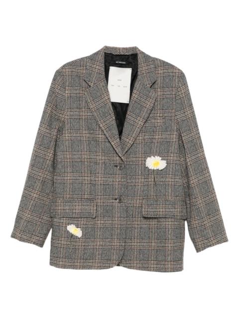 Song for the Mute floral-appliqué plaid blazer