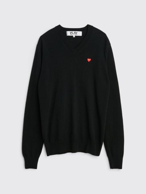 COMME DES GARÇONS PLAY MINI HEART V-NECK KNIT SWEATER BLACK