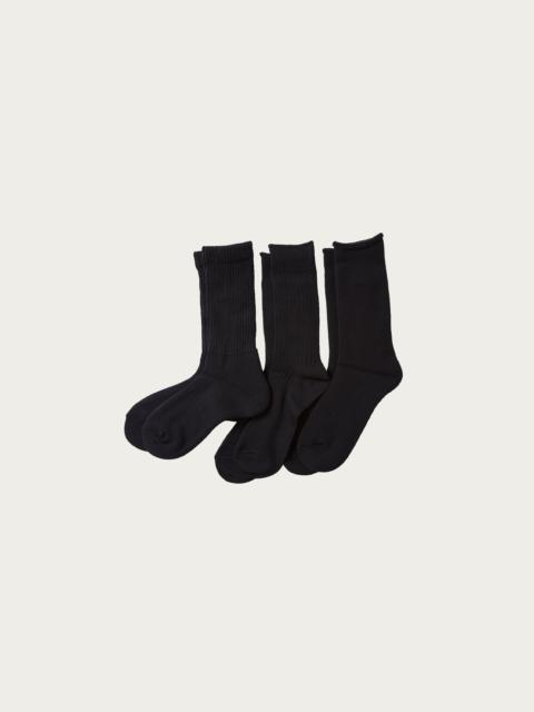 ROTOTO® Organic Daily 3 Pack Crew Socks - Black