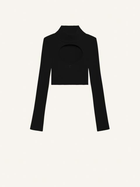 courrèges CROPPED SWEATER CIRCLE MOCKNECK RIB KNIT