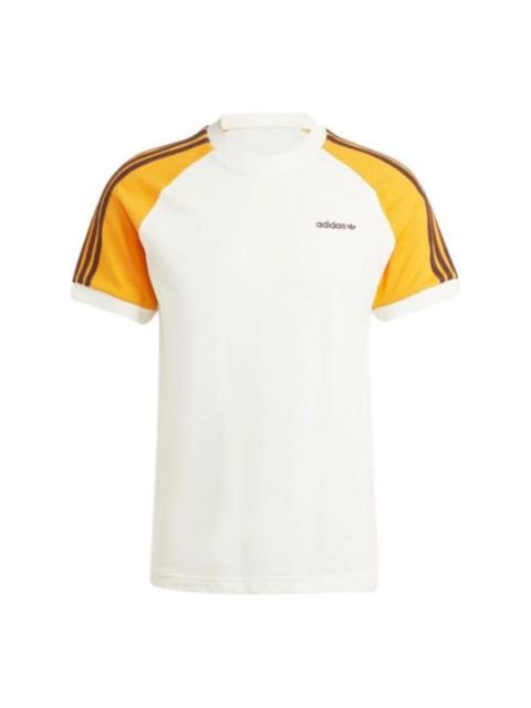 adidas adidas Originals '80s Premium 3-Stripes T-Shirt 'White Yellow' Asia Sizing JC6511