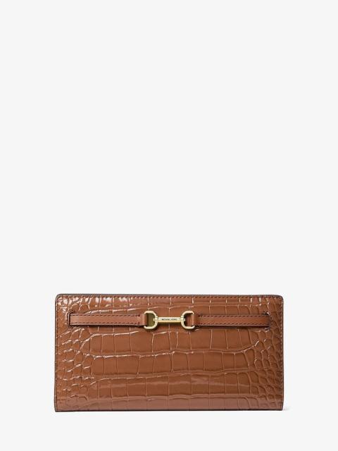 MICHAEL KORS Carson Large Crocodile Embossed Wallet