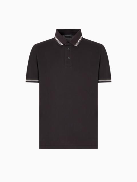 PIQUÉ POLO SHIRT WITH PIPED COLLAR