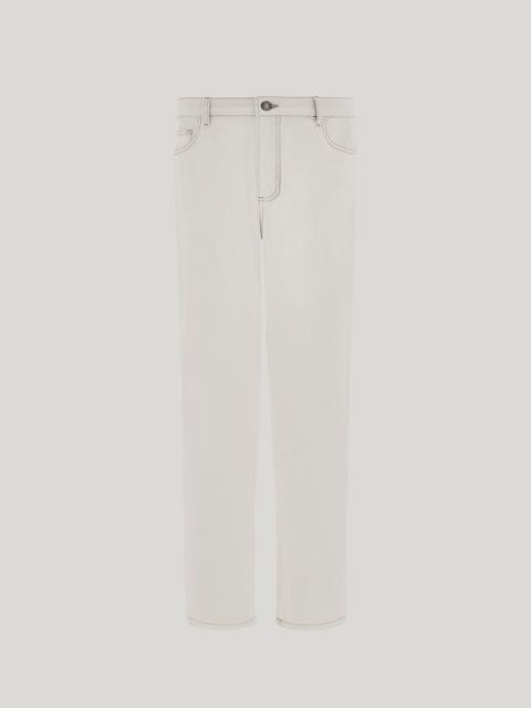 Canali WHITE REGULAR FIT FIVE POCKET DENIM COTTON PANTS