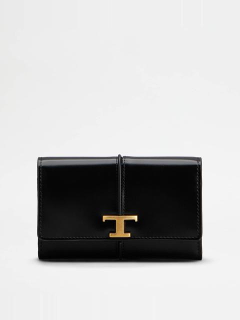 Tod's T TIMELESS WALLET IN LEATHER - BLACK