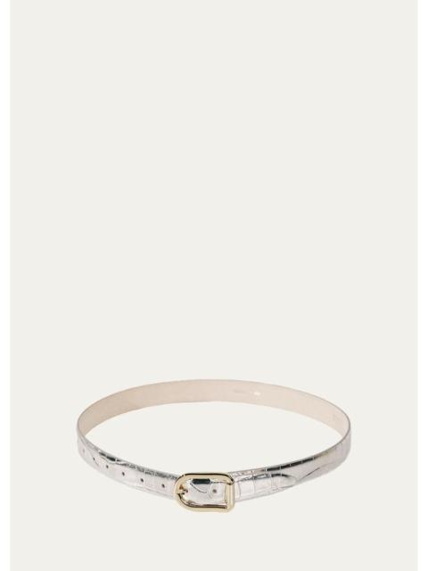 DÉHANCHE Mija Mirror Croc-Embossed Leather Belt