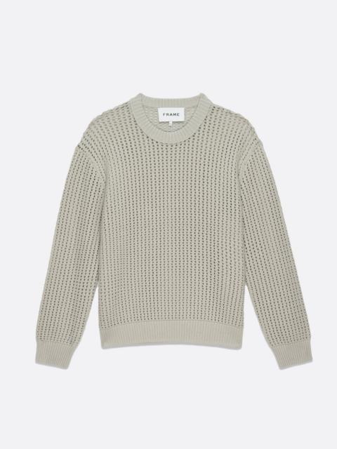 Cotton Blend Crewneck Sweater in Mineral Grey