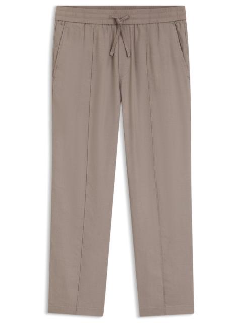 HUGO STRAIGHT-FIT DRAWSTRING TROUSERS IN A LINEN BLEND