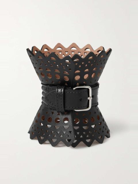 Alaïa Buckled laser-cut leather cuff